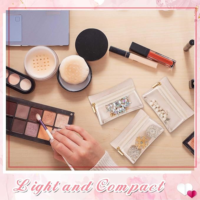 Uiifan Travel Jewelry Organizer Flannel Jewelry Bags Portable Jewelry Pouch with Zipper Pockets for Women Girl Gift