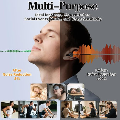 Ear Plugs for Sleeping 50dB Noise Cancelling Earbuds 3 Modes Adjustable with 6 Eartips Ear Plugs for Concerts/Shooting/Travel/Snoring Silicone Hearing Protection Sleep EarPlugs Reusable,White