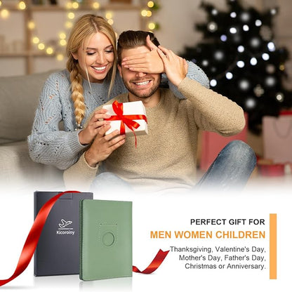 Full Grain Leather AirTag Passport Holder Wallet Cover for Men and Women Travel, Passport Holder with AirTag Slot Passport Wallet, Travel Essentials Genuine Leather Passport Cover Gifts (Green)