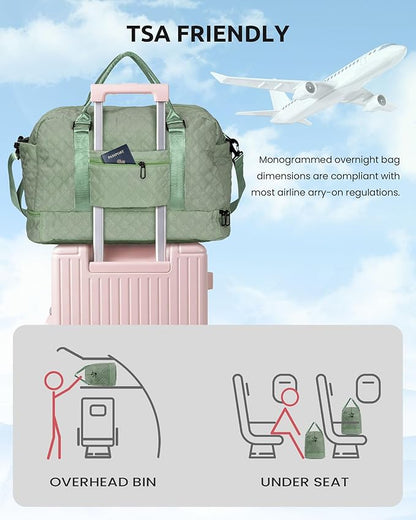 Personalized Teacher Gifts, Gifts for Women-Girl Travel Bag with Shoe Compartment, Personalized Weekender Bag, Monogram Overnight Bag for Women, Letter Travel Bag with Makeup Bag (Letter Q)