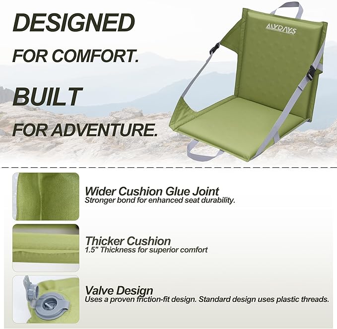 MYDAYS Inflatable Seat Cushion, Portable Stadium Seat Pad, Lightweight Chair Pad for Outdoor, Airplane, Travel, Stadium, Camping & Car (Back Rest)