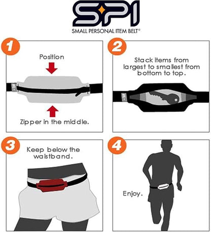 SPIbelt Running Belt for Women Men, Phone Holder for Running, Running Fanny Pack, Holder for Phone, Running Waist Pack, Adjustable Waist, [Fits All Phones]. Black with Anthracite Zipper