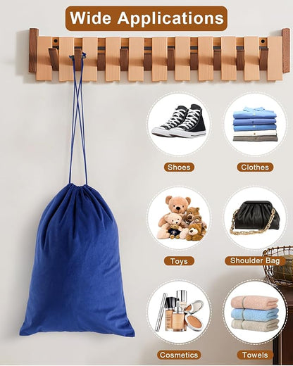 FantasyLife Shoe Bags for Travel, Washable Dust Bags for Storage & Packing, Flannel Shoe Pouch with Drawstring Closure for Purses, Handbags, Shoes & Toys (4, Palace Blue)