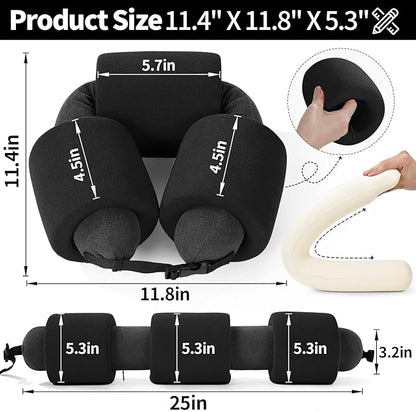 3-Ring Memory Foam Travel Neck Pillow It has obtained a Patent. The Three Rings can be movably Adjusted to Provide Flexible Support for The Neck, Head, and Other Areas.Black