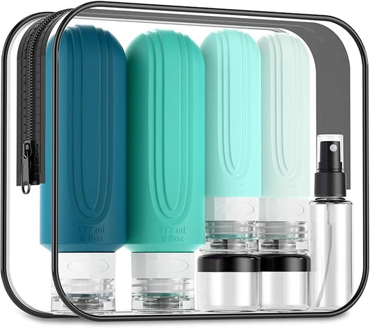 16 Pack Travel Bottles for Toiletries, Oversize 6oz Silicone Travel Containers, Leak Proof Refillable Liquid Shampoo And Conditioner Travel Essentials