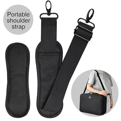 MONSTINA Large Capacity Makeup Case 3 Layers Cosmetic Organizer Brush Bag Barber Train Case Makeup Artist Box for Hair Curler Hair Straightener Brush Set and Cosmetics