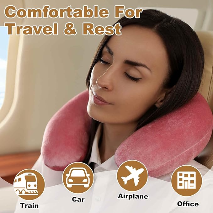 HARFINGTON 2pcs Travel Pillow Airplane Neck Pillow U-Shaped Filled with Foam Beads Stuffable Classic for Sleeping Neck Chin Lumbar Support, Gray