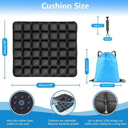 Travel Cushion, Comfortable 3D Air Cell Seat Cushion, Portable and Adjustable Air Inflatable Pressure Relief Seat Cushion for Car,Office Chair,Wheelchair and Tailbone Pain Relief