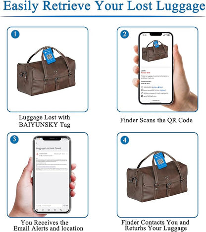 Smart Luggage Tags for Suitcases, 4 Pack Privacy QR Code Security Information Luggage Tag, Steel Ring, Waterproof Easy Identify Personalized Luggage Tag, No App or Subscription Needed (4 Colours)