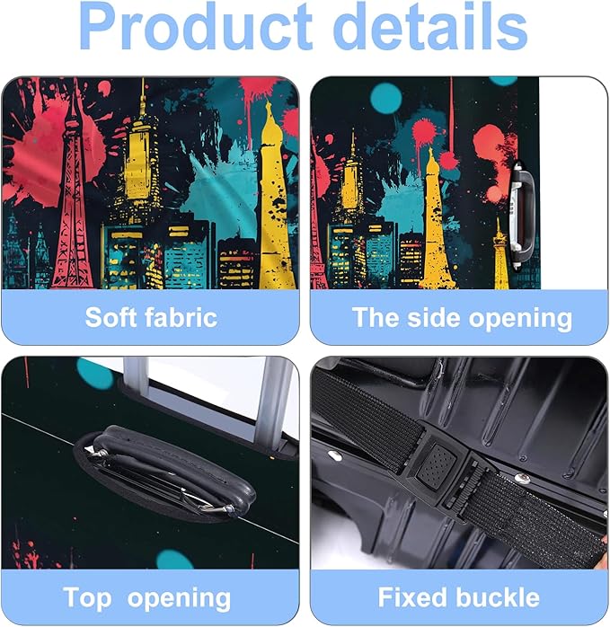 Luggage Cover Washable Suitcase Protector Anti-scratch Suitcase cover Fits 20-34 Inch Luggage (Tower-4, XL(32-34inch suitcase))
