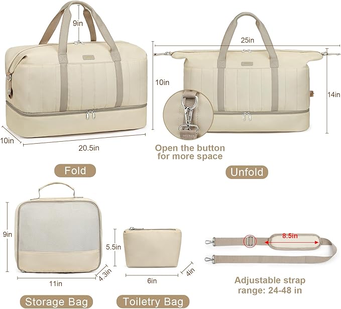 IBFUN Weekender Bags for Women, Travel Duffle Bag with Shoe Compartment Carry on Weekender Overnight Duffel for Weekend Travel Business Trip 3PCS