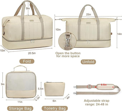 IBFUN Weekender Bags for Women, Travel Duffle Bag with Shoe Compartment Carry on Weekender Overnight Duffel for Weekend Travel Business Trip 3PCS