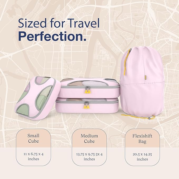 Shacke 6 Set Packing Cubes for Travel - Compression Packing Bags/Travel Organizer - Luggage Organizer Bags for Traveling - Travel Essentials for Women - Cruise Must Haves Packing List