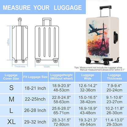Luggage Cover Washable Suitcase Protector Anti-scratch Suitcase cover Fits 20-34 Inch Luggage (Tower-2, M(24-26inch suitcase))