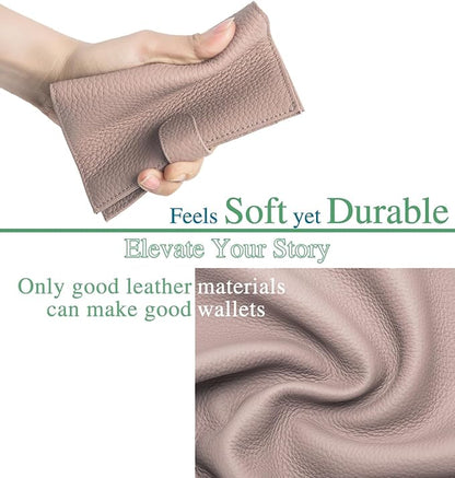 RFID Blocking Passport Holder for Travel Women – Leather Passport Holder for Men with Card Slots, Coin Wallet & SIM Slot – Slim Genuine Leather Travel Organizer – Mauve Pink