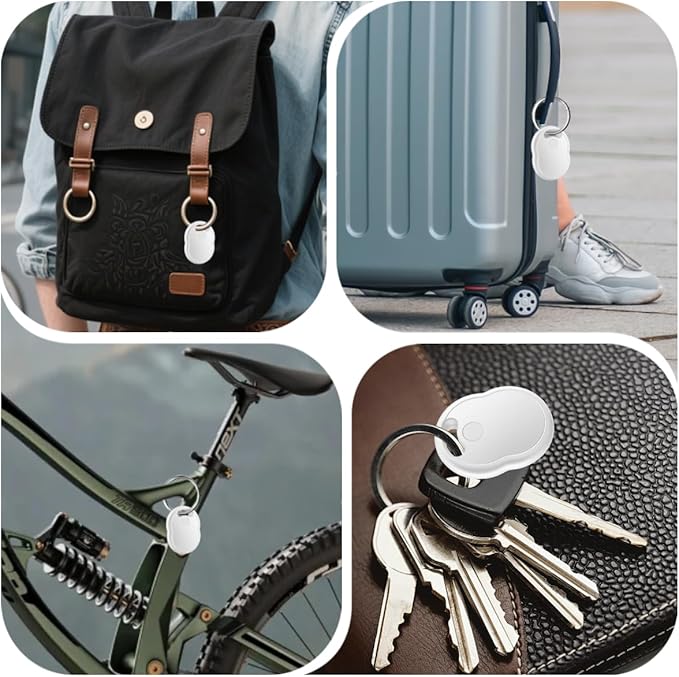 Air Tracker Tags-4 Pack, Bluetooth Tracker with Apple Find My APP (iOS Only), Smart Tag with 70dB Sound, Item Finder for Luggage, Key, Suitcase, Backpack, Replaceable Battery, White