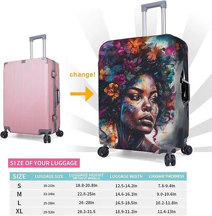 Luggage covers for suitcase luggage cover for Suitcase Washable Suitcase Protector Anti-scratch Suitcase cover Medium African American Afro Woman, stlye100