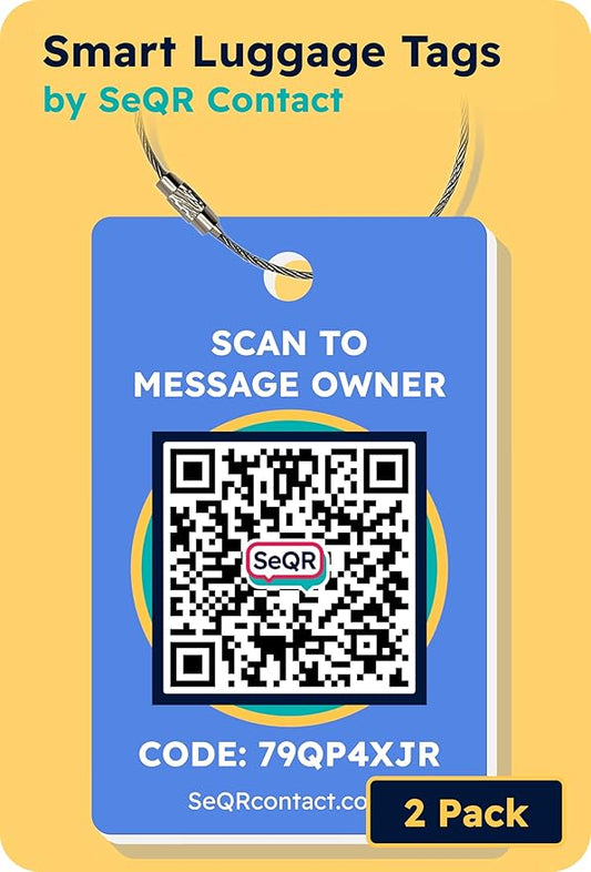 Smart Luggage Tags | Privacy QR Code Luggage Tag Keeps Personal info Private | Customizable Travel Suitcase Tags for Women Men | Use with GPS Bag Locator Tracking Tags, Air Tag for Android or iOS