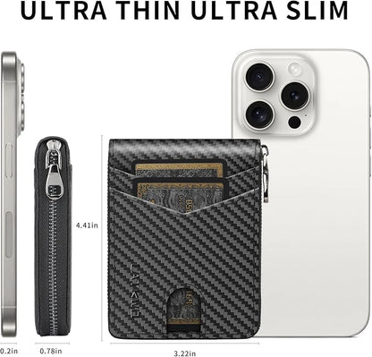 Men’s RFID Blocking Zipper Large Dimensions Wallet with 2 ID Windows - Large Capacity Design, 13 Credit Card Slots