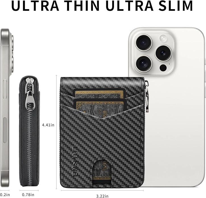 Men’s RFID Blocking Zipper Large Dimensions Wallet with 2 ID Windows - Large Capacity Design, 13 Credit Card Slots