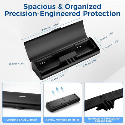 Aluminum Electric Toothbrush Travel Case, 2 in 1 Travel Toothbrush Holder for Oral B/Oral-B Pro 1000 1500 5000 7000 and Most Electric Toothbrush for Traveling, Removable Silicone Liner-Black