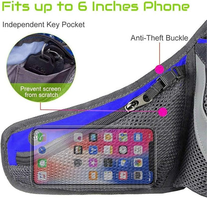 PYFK Running Belt Hydration Waist Pack with Water Bottle Holder for Men Women Waist Pouch Fanny Bag Reflective