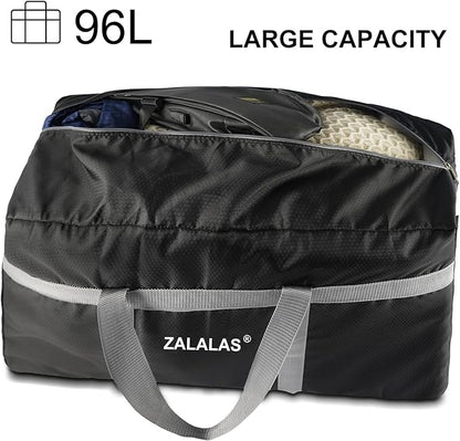 Foldable Duffle Bag, 96L Extra Large Travel Duffel bag Lightweight Weekender Bag for Men Women Water-proof & Tear Resistant,Black