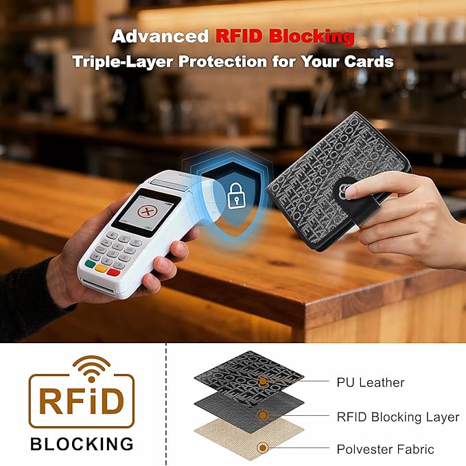 Passport Holder for Travel, RFID Blocking Leather Airtag Wallet for Women Men, Large Passport Cover Essentials Gift, Tickets, Cash, Photo, Sim Card Pen Slot - Black