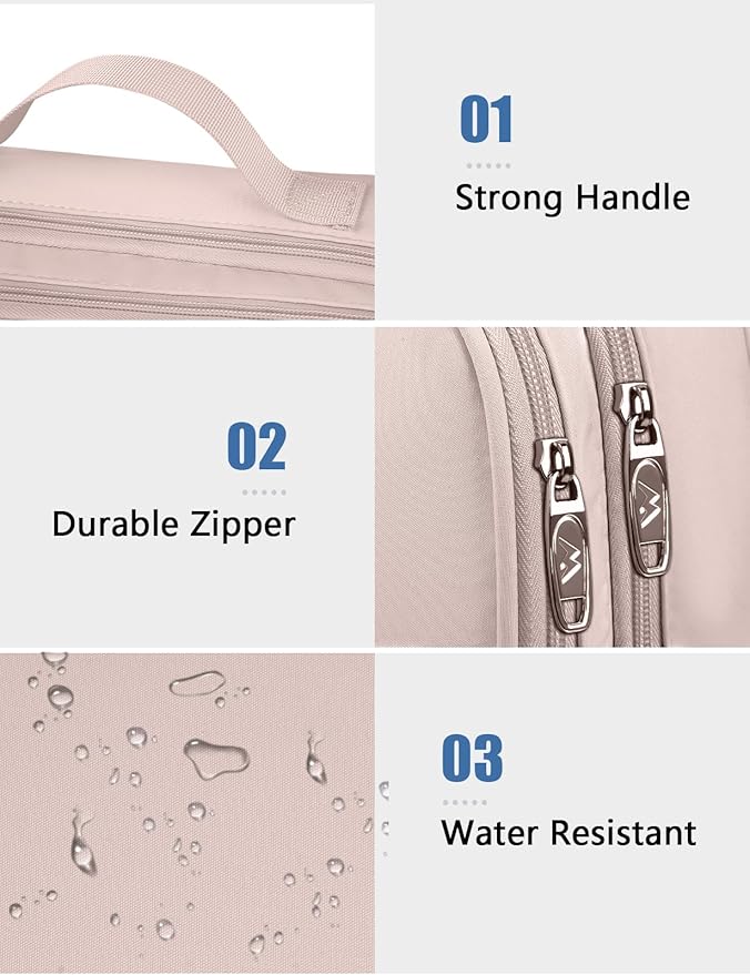 MATEIN Travel Cord Organizer for Women, Large Tech Storage Bag Water Resistant Electronic Accessories Case with Handle for Cord, Cables, Cellphone, Tablet (Up to 12.9inch), Powerbank, Soft Pink