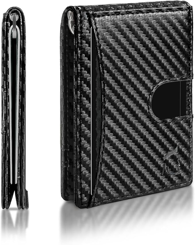 Kingly Cash Clip Slim Leather Wallet for Men with RFID Blocking & Money Clip - Minimalist Front Pocket Bifold Wallet Holds 12 Cards - Secure Card Holder with Easy Access Pull Tab