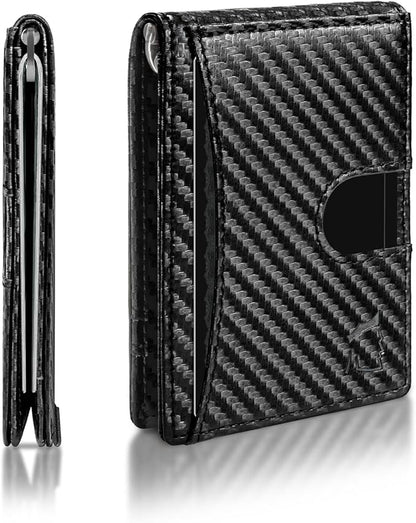 Kingly Cash Clip Slim Leather Wallet for Men with RFID Blocking & Money Clip - Minimalist Front Pocket Bifold Wallet Holds 12 Cards - Secure Card Holder with Easy Access Pull Tab