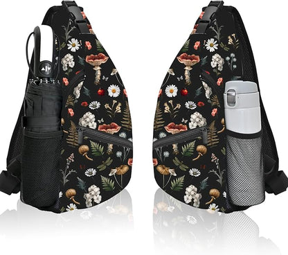 Mushroom Sling Bag Travel Sling Backpack Lightweight Casual Daypack Women Chest Bags for Outdoor Sport Climbing Runners