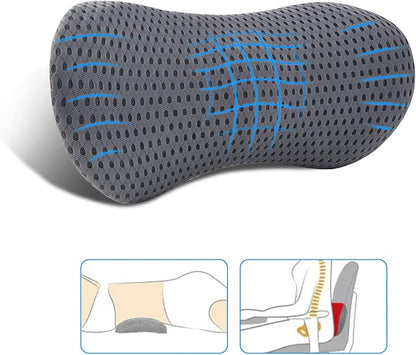Lumbar Pillow, Memory Foam Lumbar Support Pillow for Office Chair and Car Seat, Back Support Pillow for Lower Back Pain Relief, Support Cushion Back Pillow for Sleeping, Driving, Resting