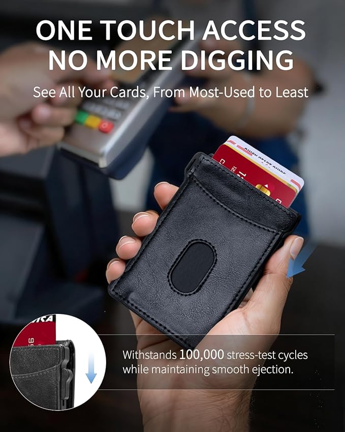 MNGARISTA Wallet for Men,Slim Minimalist Bifold Wallet with RFID Blocking,Pop-Up Credit Card Holder with ID Window & Money Clip,Magnetic Flip Metal Wallet for 11-13 Cards,Gifts for Men-Black