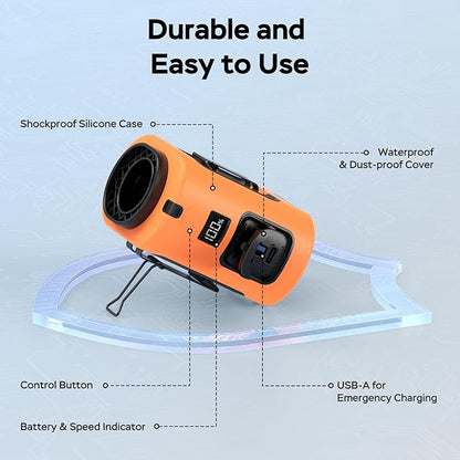 AMACOOL Mini Portable Waist Fan Clip on, 13000RPM 4-Speeds Personal Neck Fans, Up to 24H Battery Life, Rechargeable Wearable Shirt Belt Fan for Outdoor Work Jobsite Travel Camping, Gifts for Men