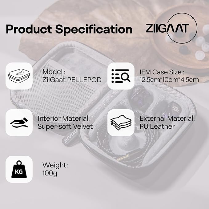Linsoul ZiiGaat PELLEPOD Leather Earbud Case, Waterproof IEM Storage Box, Hard Carrying Bag, Protective Storage Box, Fit for Earphone ZS10 Pro, Zero: 2, EM6L, EW300, SuperMix 4, Orchestra Lite (Black)