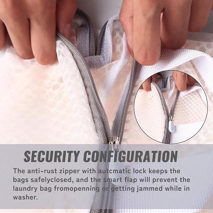 4 Pack Mesh Laundry Bag Mesh Laundry Bags Laundry with Handle for Washing Socks, Baby Items, Lingerie, Travel Garments (BEIGE, 4)