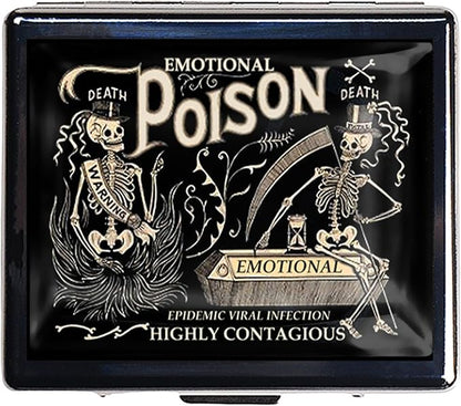 7 Days Chromed Shiny Silver Pill Organizer with Mirror Inside Has 8 Separate Compartments Rectangle Cute Travel Pill Organizer for Purse 7 Days (Emotional Poison)