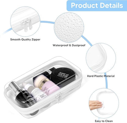 BOBOKA 3PCS Clear Hard Shell Zipper Case for Storage, Portable Waterproof Cosmetic Bag with Zipper, Plastic Clear Pencil Case, Toiletry Pouch, Travel Organizer, Toy Storage Bins