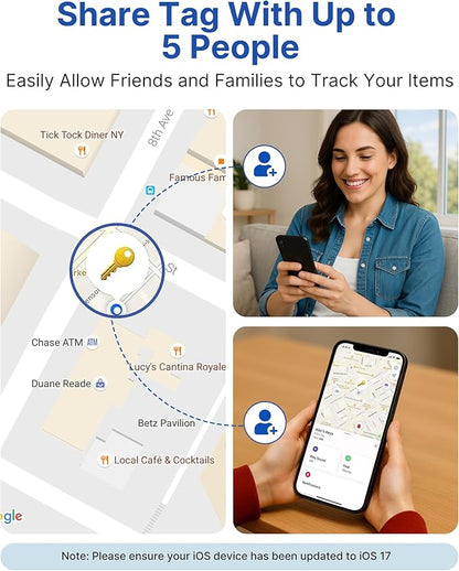 Air Tags Tracker 4 Pack:Bluetooth Item Finder Works with Apple Find My, iOS Only – Key Finder, Pet Tracker, Luggage Locator, Wallet & Backpack Tag – Replaceable Battery (Reef Accent Pack)