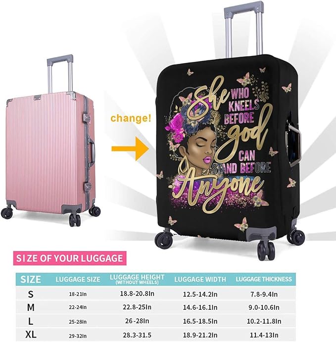 Travel Suitcase Protector Light skin african american Elastic Protective Washable Luggage Cover With Concealed Zipper Suitable For 18-32 Inch(L (for 25--28 inch luggage))