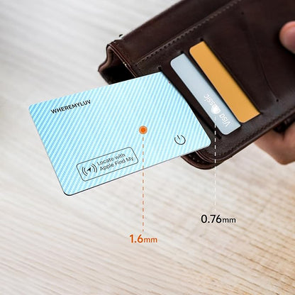 WHEREMYLUV-Item-Finder-for-Wallet, Ultra Thin Bluetooth Tracker Card Compatible with Apple Find My, Rechargeable GPS Locator, IPX8 Waterproof, Slim Smart Card for Men & Women (Blue)