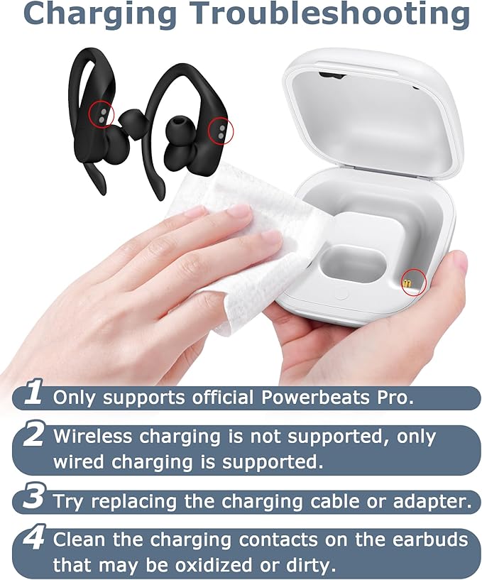 Charging Case Replacement Compatible with Powerbeats Pro - 700mAh Battery Portable Earbuds Charger Case with Bluetooth Pairing (White)