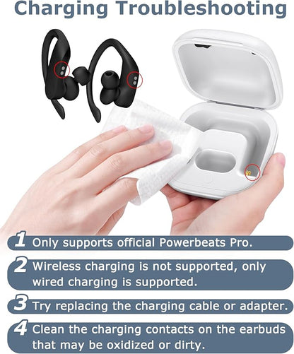 Charging Case Replacement Compatible with Powerbeats Pro - 700mAh Battery Portable Earbuds Charger Case with Bluetooth Pairing (White)