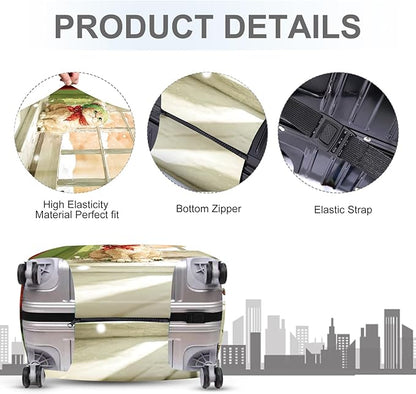 FOREVER QUEEN Christmas Cute cat Luggage Cover Suitcase Protector Suitcase Cover Anti-Scratch,Stretchable Bag Cover Washable Durable Polyester