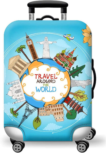 WUJIAONIAO Travel Luggage Cover Baggage Suitcase Cover Protector Skins 18-32 Inch (ocean, L (for 25-28 inch luggage))