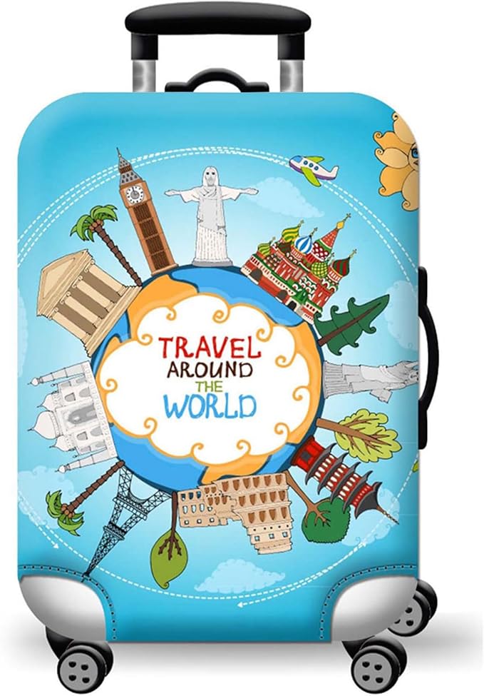 WUJIAONIAO Travel Luggage Cover Baggage Suitcase Cover Protector Skins 18-32 Inch (ocean, M (for 22-24 inch luggage))