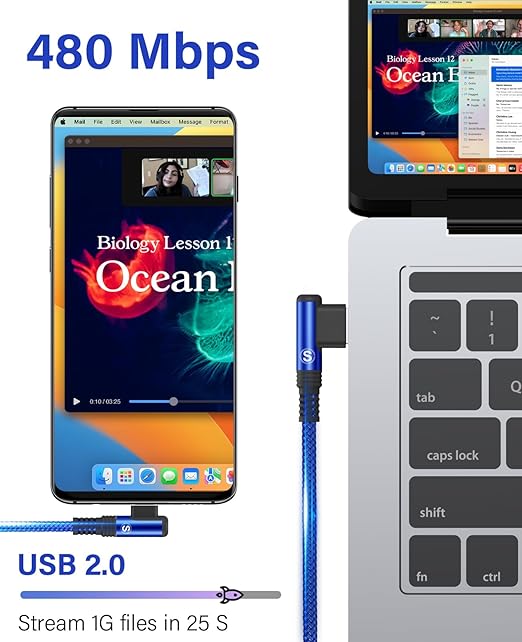 sweguard iPhone 16 Charger USB to Type C Cable 90 Degree [2-Pack,6.6FT] Fast Charging Cord for iPhone 16 15 Pro Max Plus Samsung Galaxy S25 S24 S23 S22 S21 S20 A54 A15 Note Flip LG Pixel Moto