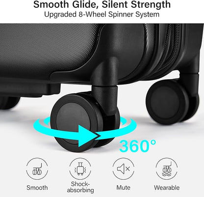 Hanke Expandable 28 Inch Luggage with Spinner Wheels, Hardside Large Suitcase, All-PC Hard Shell Checked Luggage, TSA Lock, Durable Checked-Large (Jet Black, 114L)