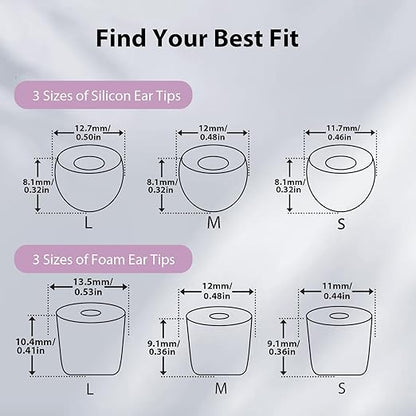 Ear Plugs for Sleeping Noise Cancelling, Reusable Soft Noise Reduction Earplugs for Sleep, Focus, Work, Motorcycle, Concert with 6 Silicone Ear Tips and 6 Foam Ear Tips - 25-35dB Purple